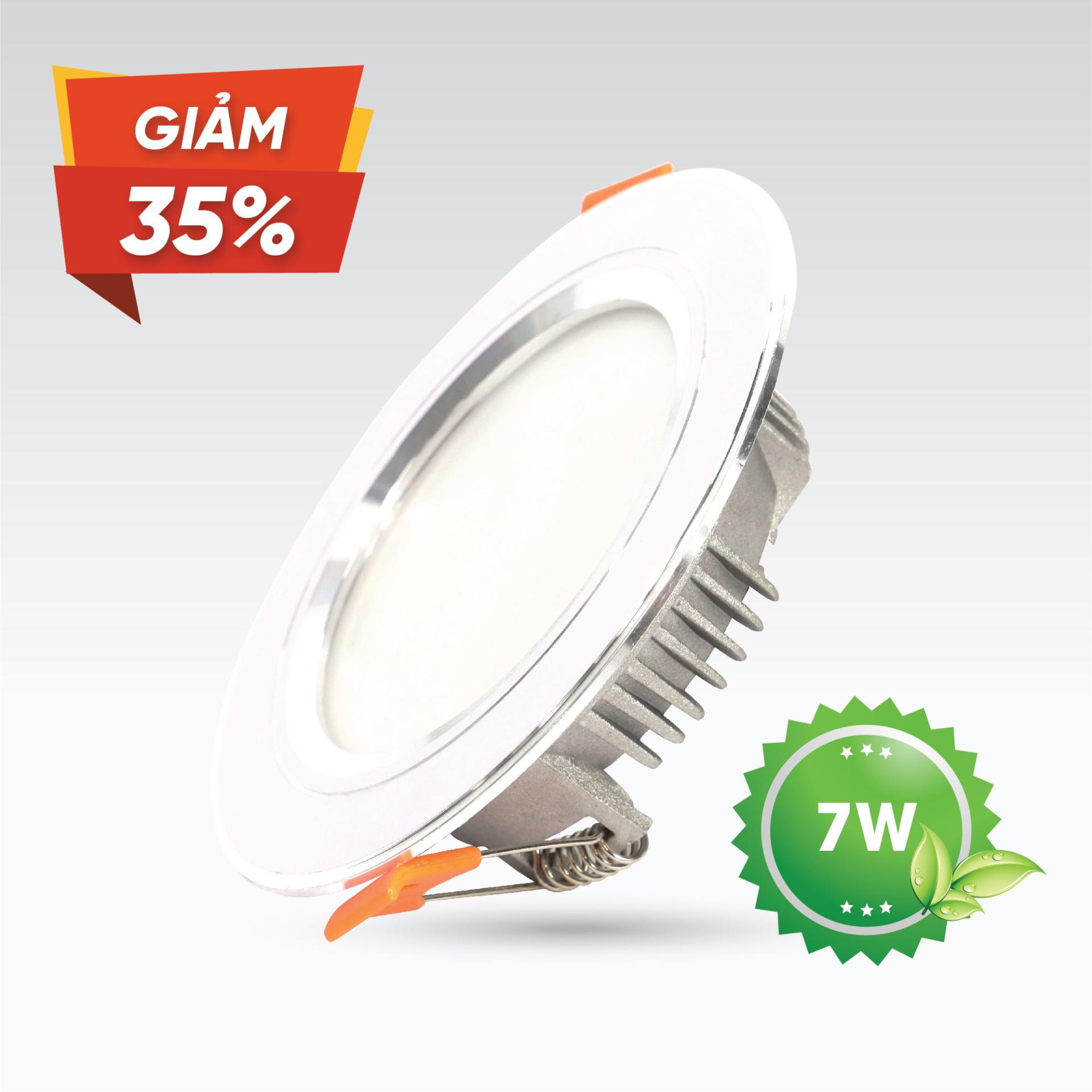 Đèn LED Âm Trần A6VA 7W Đế Đúc Viền Trắng - Đổi Màu Vianco