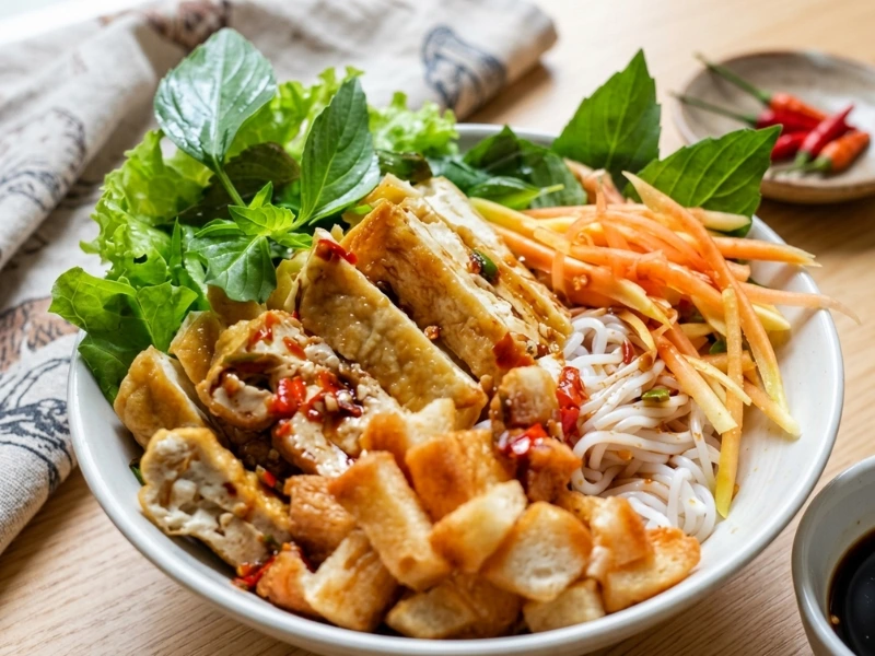 Bún xì dầu thích hợp ăn chay lẫn ăn mặn đều được