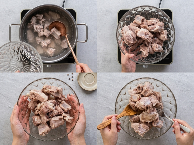 Các bước sơ chế sườn non món sườn xào chua ngọt