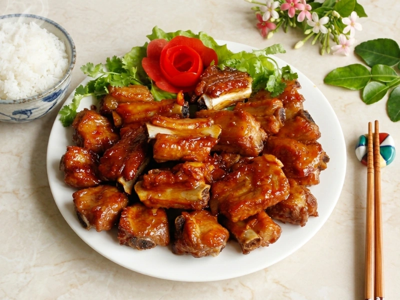 Món sườn xào chua ngọt đơn giản với miếng sườn vàng óng, quyện sốt chua ngọt hài hòa