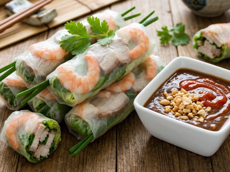 Nước chấm tương đen ăn cùng gỏi cuốn là sự kết hợp cực kì hợp vị