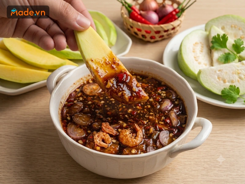 Nước mắm đường kiểu thái không chỉ có vị mặn ngọt hấp dẫn mà còn có vị thơm ngon của tôm khô