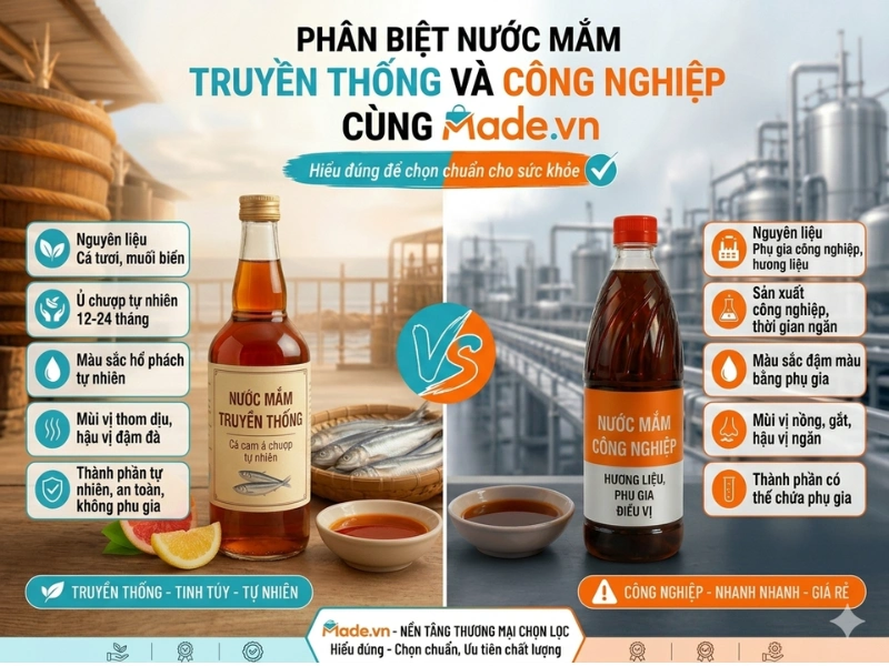 Phân biệt nước mắm truyền thống và nước mắm công nghiệp