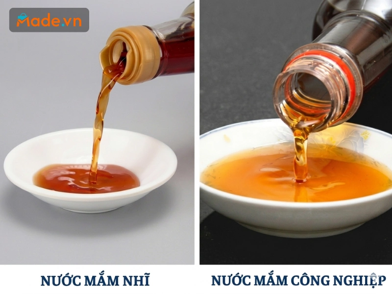 So sánh về màu sắc giữa nước mắm truyền thống và nước mắm công nghiệp