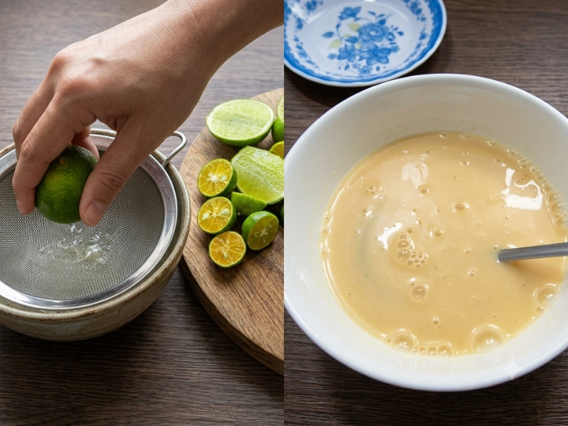 Trộn nước cốt tắc, chanh cùng các gia vị