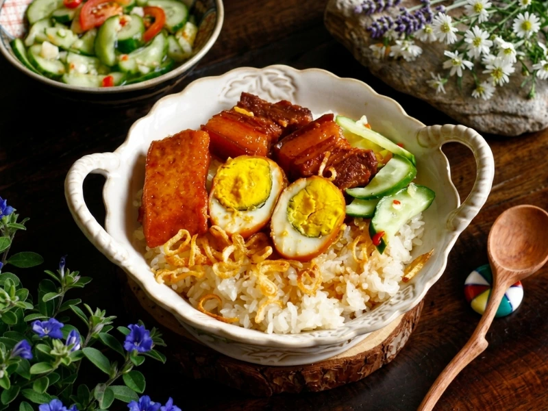 Xôi trứng thịt kho đầy đủ dinh dưỡng